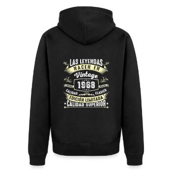 T-shirt anniversaire vintage 56 ans 1968 - Veste à capuche bio Premium Unisexe - noir - Dos - Nico (187cm)