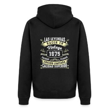 49e anniversaire Millésime 1975 - Veste à capuche bio Premium Unisexe - noir - Dos - Nico (187cm)