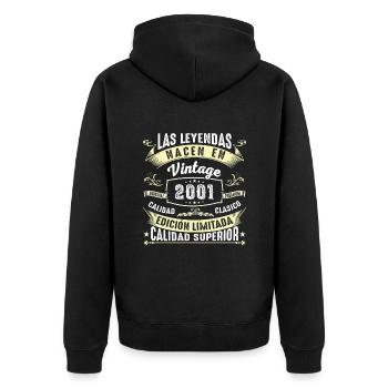 23. Geburtstag Jahrgang 2001 - Unisex Premium Bio Zip Hoodie - Schwarz - Hinten - Nico (187cm)