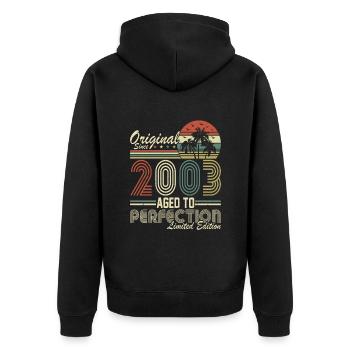 Millésime 2003 Anniversaire - Veste à capuche bio Premium Unisexe - noir - Dos - Nico (187cm)