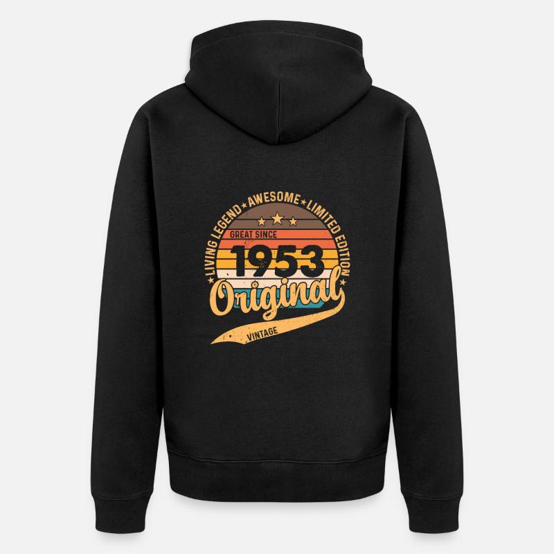 70e anniversaire Millésime 1953 - Veste à capuche bio Premium Unisexe - noir