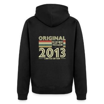 10e anniversaire Vintage Retro 2013 - Veste à capuche bio Premium Unisexe - noir - Dos - Nico (187cm)