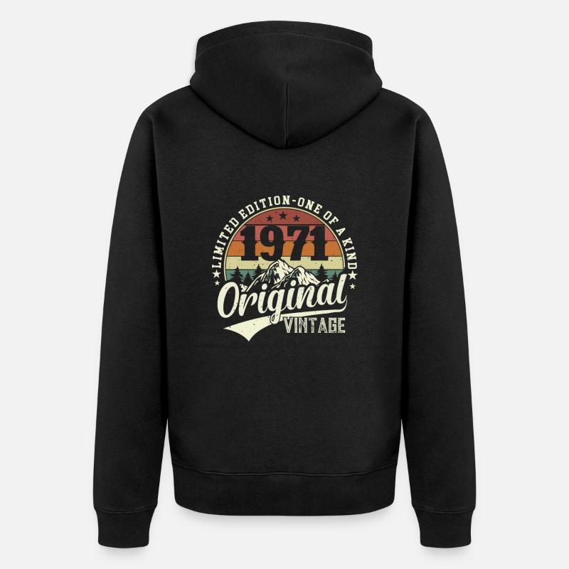 Chemise d’anniversaire rétro 1971 - Veste à capuche bio Premium Unisexe - noir