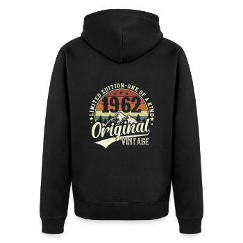 Legendärer 62. Geburtstag Retro Style 1962 - Unisex Premium Bio Zip Hoodie - Schwarz - Hinten - Nico (187cm)
