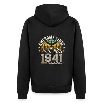 83. Geburtstag Vintage 1941 Retro Geschenk - Unisex Premium Bio Zip Hoodie - Schwarz - Hinten - Nico (187cm)