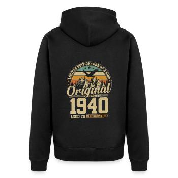 Vintage Birthday 84 Years 1940 - Unisex Premium Organic Zip Hoodie - black - Back - Nico (187cm)