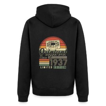 Vintage 87 Birthday Gift 1937 - Unisex Premium Organic Zip Hoodie - black - Back - Nico (187cm)