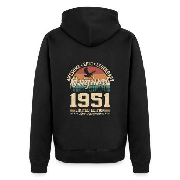 Legendary 73rd birthday 1951 - Unisex Premium Organic Zip Hoodie - black - Back - Nico (187cm)