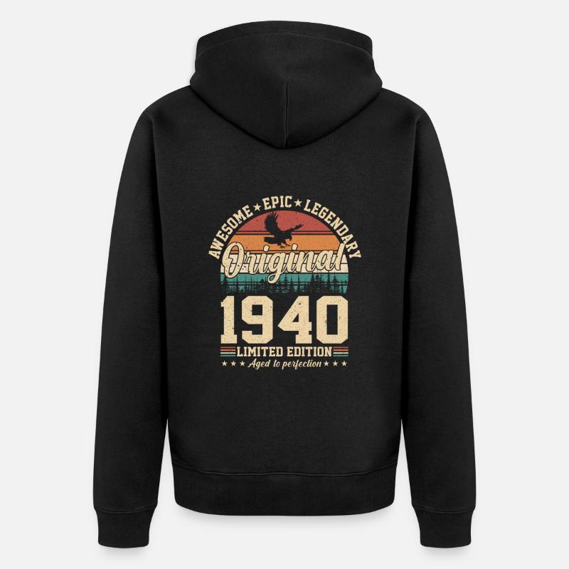 Millésime 84e anniversaire 1940 - Veste à capuche bio Premium Unisexe - noir