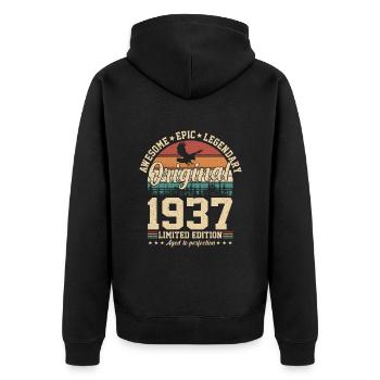 Légendaire 87e anniversaire rétro cadeau 1937 - Veste à capuche bio Premium Unisexe - noir - Dos - Nico (187cm)