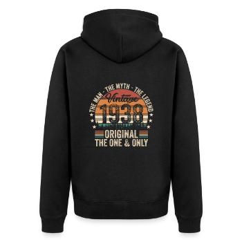 Born in 1938 - Legendary 86th Birthday - Unisex Premium Organic Zip Hoodie - black - Back - Nico (187cm)