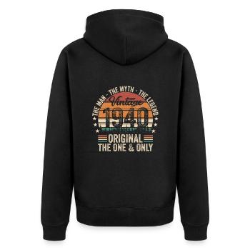 Legendary 84th birthday 1940 - Unisex Premium Organic Zip Hoodie - black - Back - Nico (187cm)