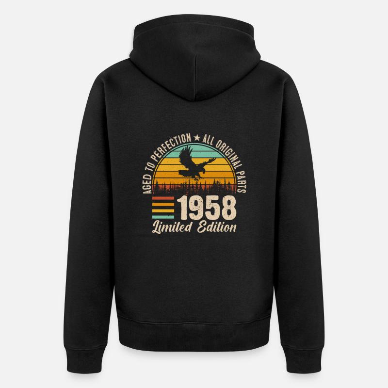Légendaire Millésime 1958 Anniversaire - Veste à capuche bio Premium Unisexe - noir