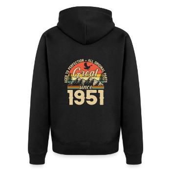 Legendary 73rd birthday 1951 - Unisex Premium Organic Zip Hoodie - black - Back - Nico (187cm)