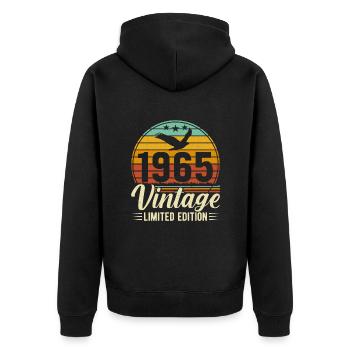 Légendaire 59e anniversaire 1965 - Veste à capuche bio Premium Unisexe - noir - Dos - Nico (187cm)
