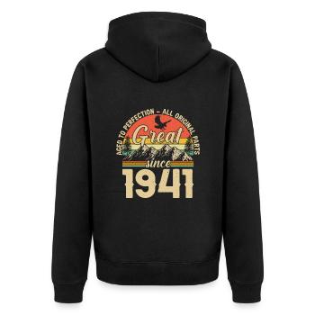 Vintage 83. Geburtstag Retro 1941 - Unisex Premium Bio Zip Hoodie - Schwarz - Hinten - Nico (187cm)
