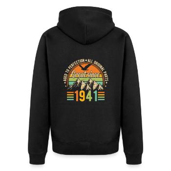 Vintage 83 Birthday Retro 1941 Gift - Unisex Premium Organic Zip Hoodie - black - Back - Nico (187cm)