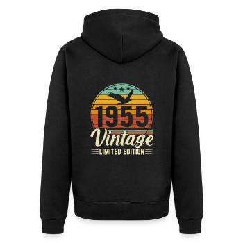 Né en 1955 - 69e anniversaire légendaire - Veste à capuche bio Premium Unisexe - noir - Dos - Nico (187cm)
