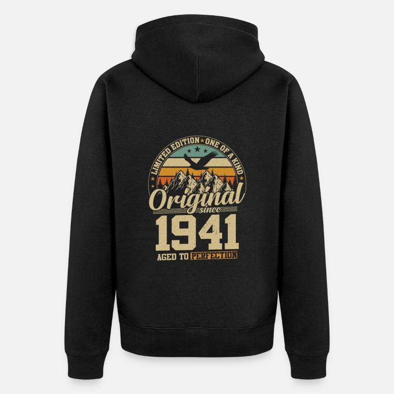 Millésime 1941 Anniversaire - Veste à capuche bio Premium Unisexe - noir