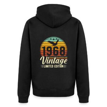 Né en 1968 - 56e anniversaire légendaire - Veste à capuche bio Premium Unisexe - noir - Dos - Nico (187cm)