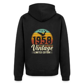 Legendary vintage '58 - Unisex Premium Organic Zip Hoodie - black - Back - Nico (187cm)