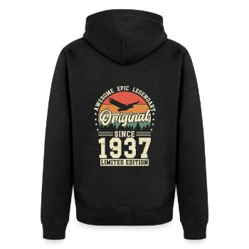 Vintage 1937 Geburtstag - Unisex Premium Bio Zip Hoodie - Schwarz - Hinten - Nico (187cm)