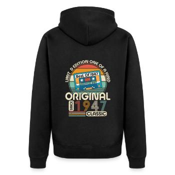 Millésime 1947 - 77e anniversaire Style rétro - Veste à capuche bio Premium Unisexe - noir - Dos - Nico (187cm)