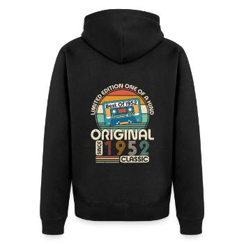 Vintage 72. Geburtstag Retro 1952 - Unisex Premium Bio Zip Hoodie - Schwarz - Hinten - Nico (187cm)