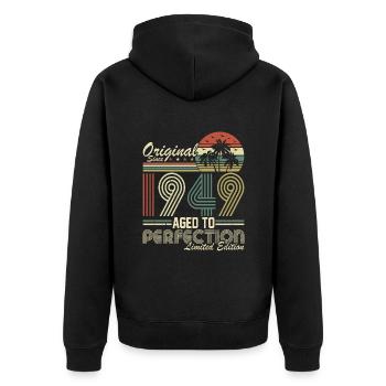Millésime légendaire 1949 - 75 ans - Veste à capuche bio Premium Unisexe - noir - Dos - Nico (187cm)