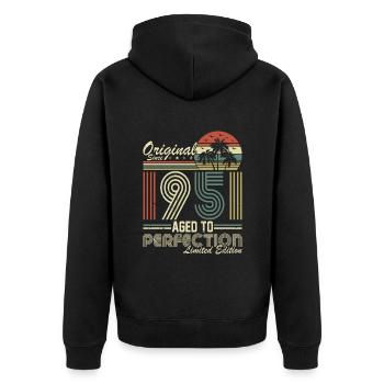 73rd Birthday Vintage 1951 Retro Birthday - Unisex Premium Organic Zip Hoodie - black - Back - Nico (187cm)