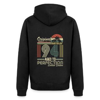 83. Geburtstag Vintage 1941 Retro Style - Unisex Premium Bio Zip Hoodie - Schwarz - Hinten - Nico (187cm)