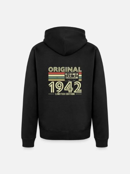 Millésime 1942 Anniversaire - Veste à capuche bio Premium Unisexe - noir
