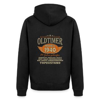 Vintage 1940's - Legendary 84th Birthday - Unisex Premium Organic Zip Hoodie - black - Back - Nico (187cm)