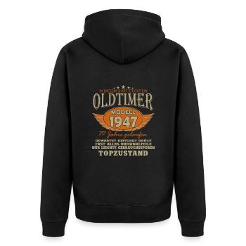 Millésime 1947 - 77e anniversaire Style rétro - Veste à capuche bio Premium Unisexe - noir - Dos - Nico (187cm)