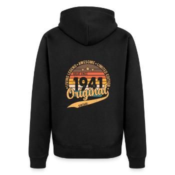 Millésime 1941 - Surprise d’anniversaire rétro - Veste à capuche bio Premium Unisexe - noir - Dos - Nico (187cm)