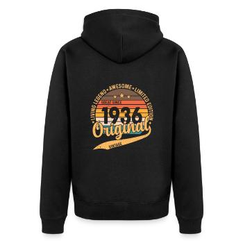 Vintage 1936 - Geburtstagsgeschenk - Retro Style - Unisex Premium Bio Zip Hoodie - Schwarz - Hinten - Nico (187cm)