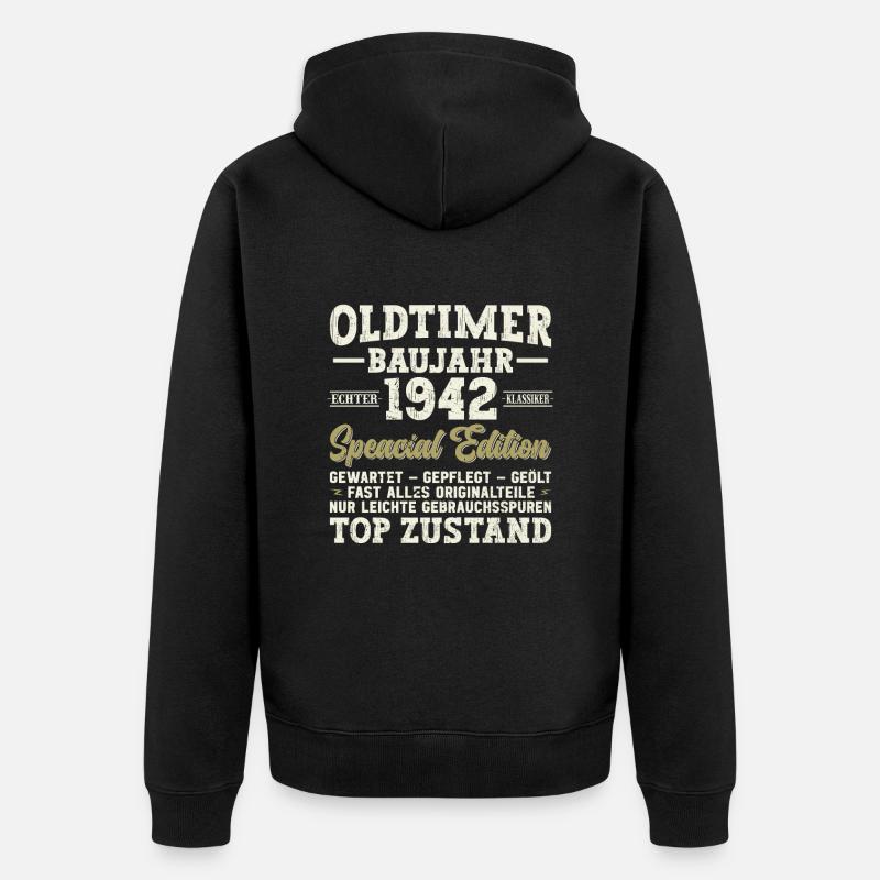 Millésime 1942 Anniversaire - Veste à capuche bio Premium Unisexe - noir