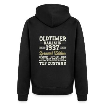 Vintage 1937 Geburtstag Retro - Unisex Premium Bio Zip Hoodie - Schwarz - Hinten - Nico (187cm)