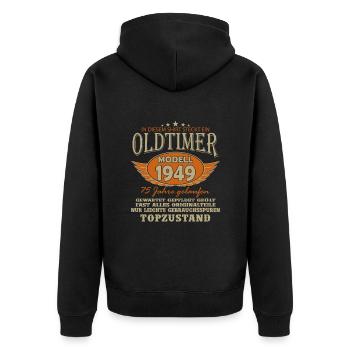 Millésime 1949 Anniversaire - Veste à capuche bio Premium Unisexe - noir - Dos - Nico (187cm)
