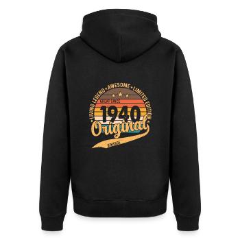 84 Years Vintage Birthday 1940 - Unisex Premium Organic Zip Hoodie - black - Back - Nico (187cm)