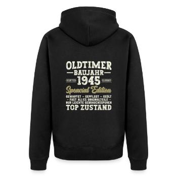 Vintage 1945 - Legendary 79th Birthday - Unisex Premium Organic Zip Hoodie - black - Back - Nico (187cm)