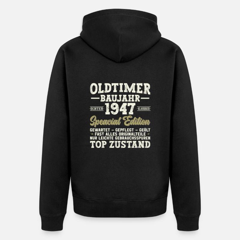 Millésime 1947 Anniversaire - Veste à capuche bio Premium Unisexe - noir