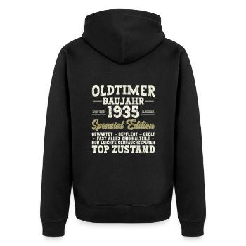 Millésime Anniversaire 1935 - 89 Ans - Veste à capuche bio Premium Unisexe - noir - Dos - Nico (187cm)