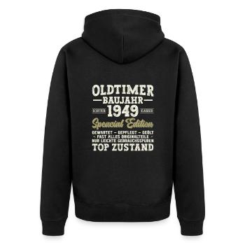 Vintage 1949 anniversaire légendaire 75e anniversaire - Veste à capuche bio Premium Unisexe - noir - Dos - Nico (187cm)
