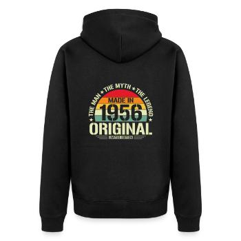 68th Birthday Vintage Shirt 1956 Retro Style - Unisex Premium Organic Zip Hoodie - black - Back - Nico (187cm)
