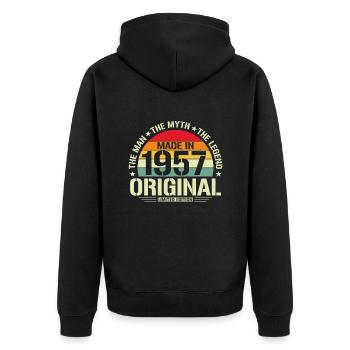 Vintage 1957 - Birthday Shirt - Retro Style - Unisex Premium Organic Zip Hoodie - black - Back - Nico (187cm)