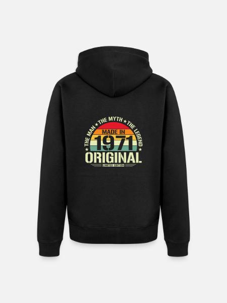 Legendary 1971 Birthday - Unisex Premium Organic Zip Hoodie - black