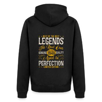 Vintage 1946 - Ein legendärer Jahrgang - Unisex Premium Bio Zip Hoodie - Schwarz - Hinten - Nico (187cm)