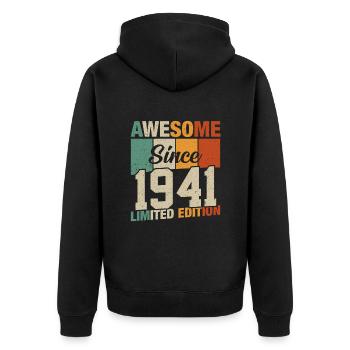 Vintage 1941 - Legendärer 83. Geburtstag - Retro - Unisex Premium Bio Zip Hoodie - Schwarz - Hinten - Nico (187cm)