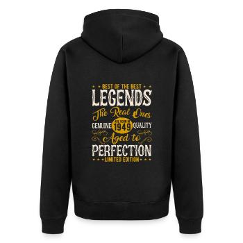 Vintage 1949 - Legendärer 75. Geburtstag - Unisex Premium Bio Zip Hoodie - Schwarz - Hinten - Nico (187cm)